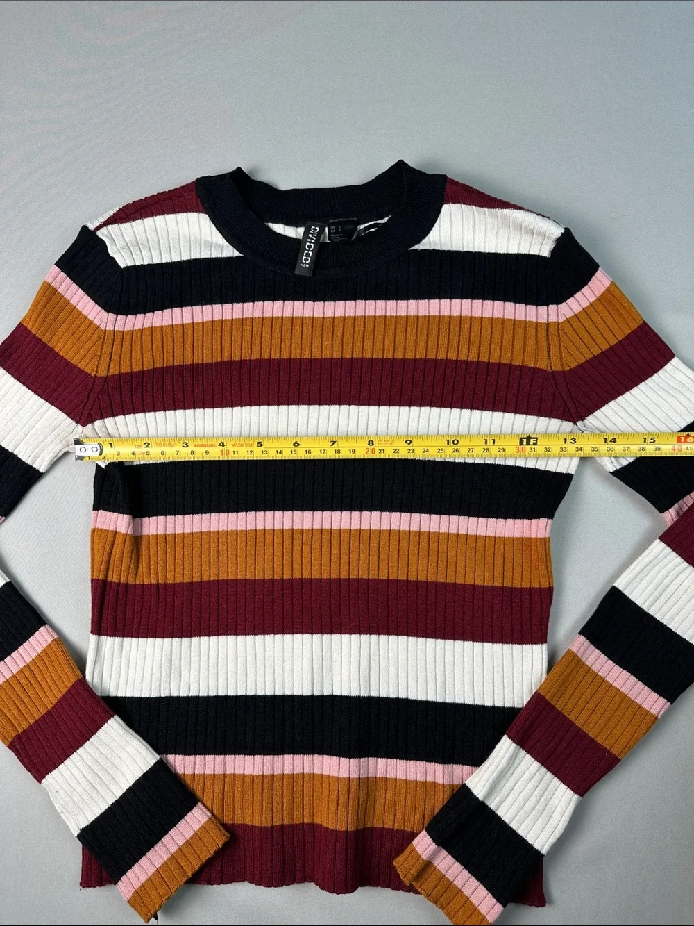 Women’s Striped Ribbed Sweater Long Sleeve Crewneck
